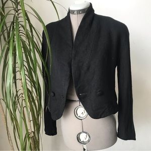 GIANNI Women’s Black Cropped Rayon Vintage Blazer Size 4